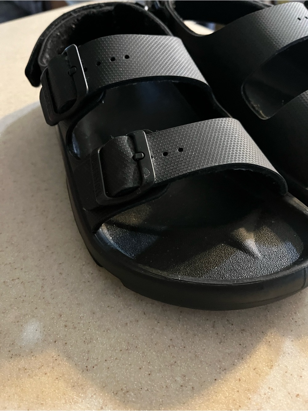 Mens Black Adjustable Double-Strap Comfort Birkenstock Sandals - Picture 3 of 5